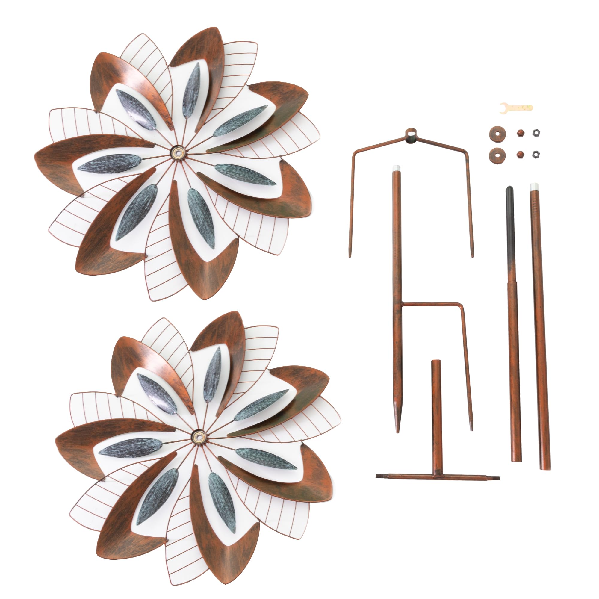 lemodo-windrad-dandelion-mit-gegenl-ufigen-rotoren-gartenstecker-213-cm-kupferop image 6