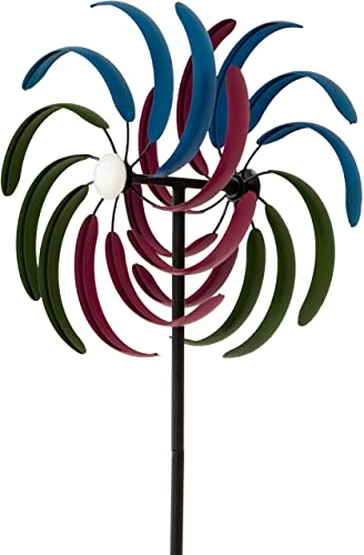 lemodo-nativ-windrad-garten-175-cm-gartenstecker-mit-2-windr-dern-metall-bunt image 5
