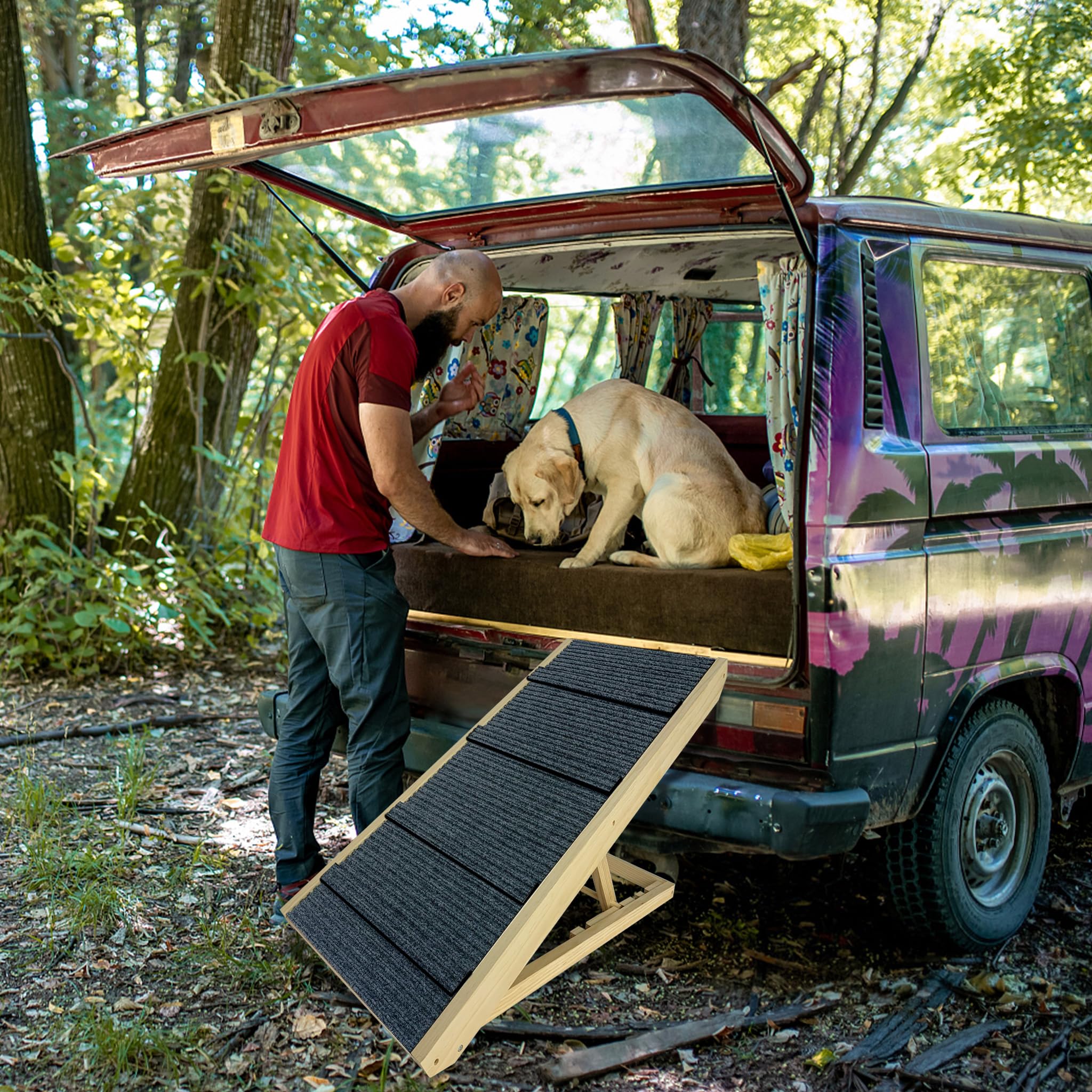 fivmen-hundetreppe-holz-faltbar-h-henverstellbar-100x40x60cm image 8