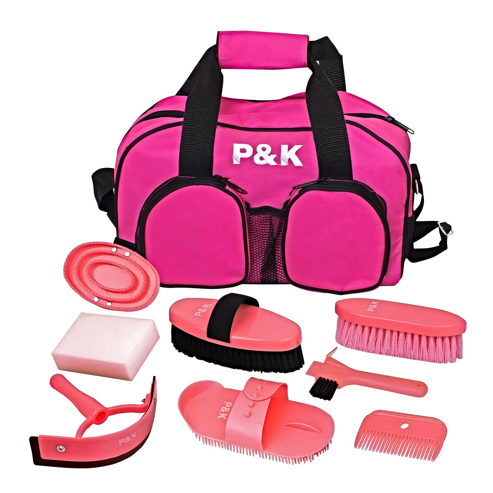 p-k-pferdepflege-set-putzset-in-pink-mit-tasche image 1