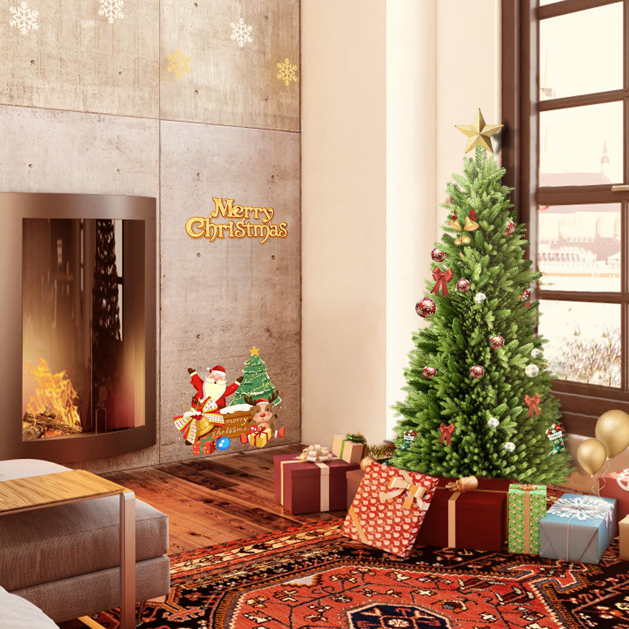 fivmen-weihnachtsbaum-k-nstlich-180-cm-gr-n-mit-holzsockel image 5