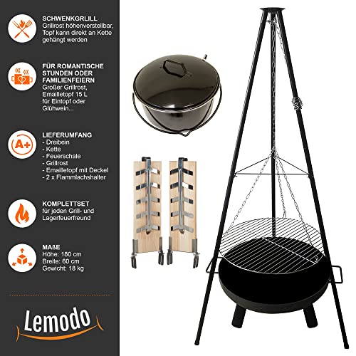 lemodo-schwenkgrill-holzkohlegrill-4in1-mit-feuerschale image 7