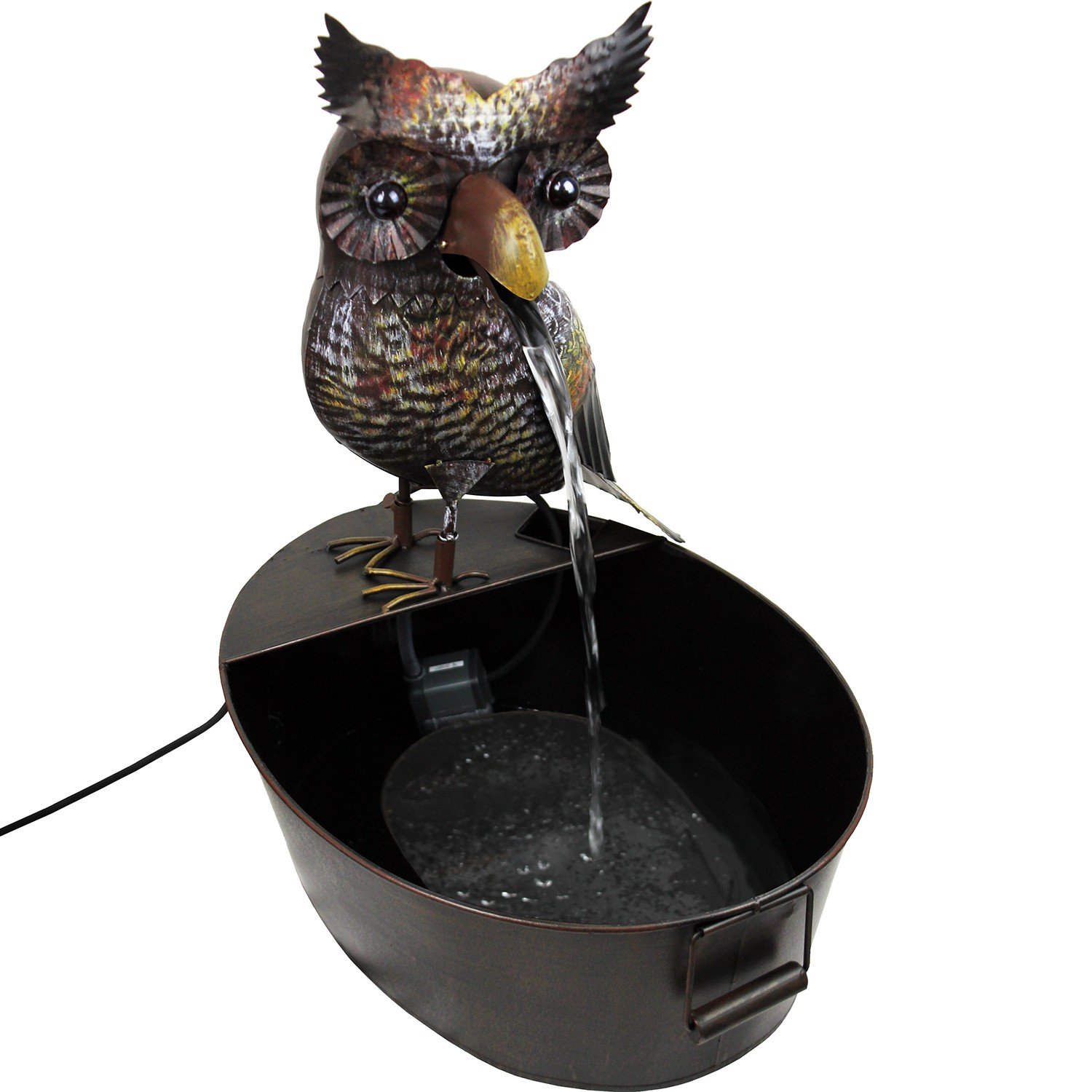 lemodo-metallbrunnen-mit-eule-51x39xh55cm-inkl-pumpe-zimmerbrunnen image 1