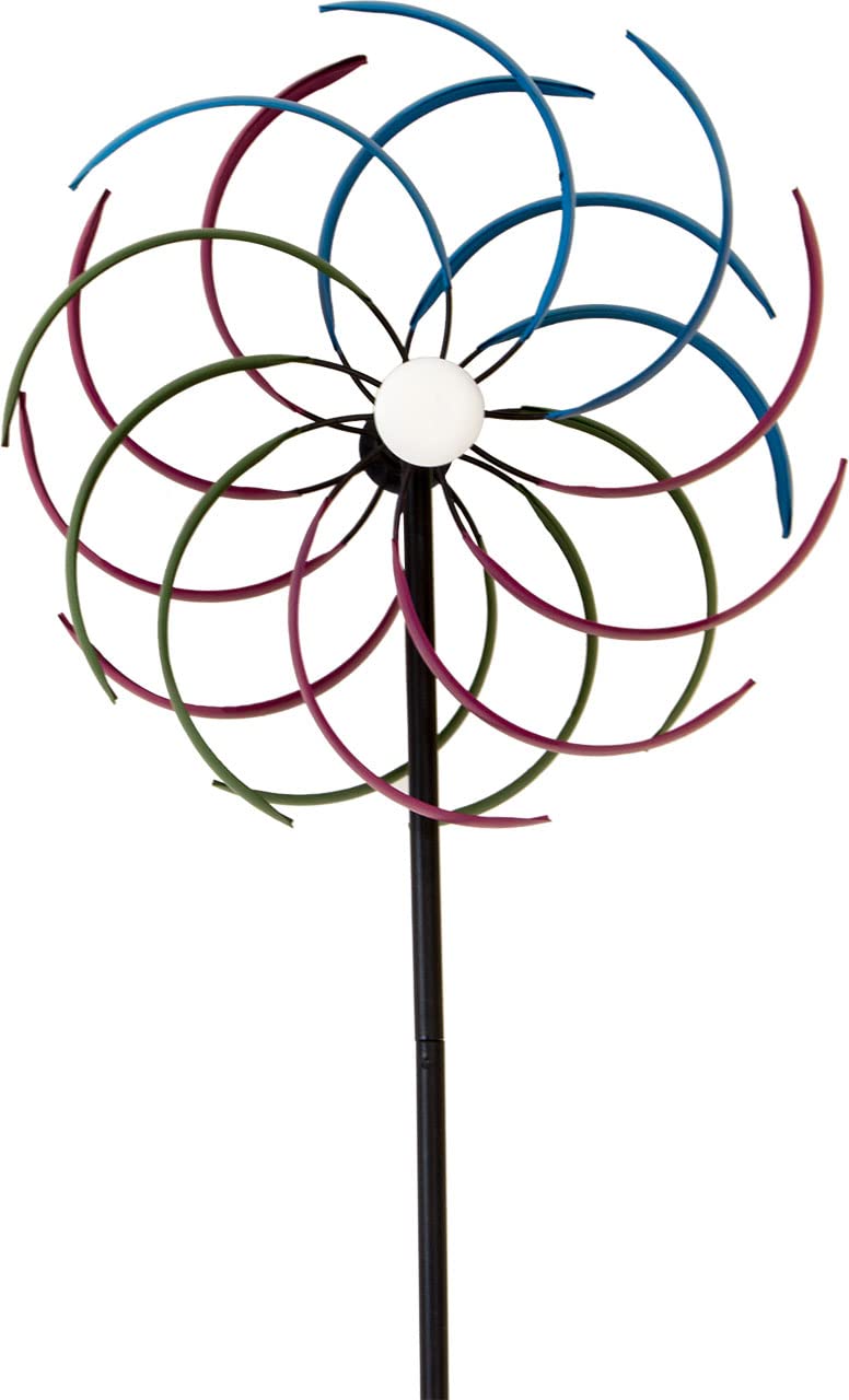 lemodo-nativ-windrad-garten-175-cm-gartenstecker-mit-2-windr-dern-metall-bunt image 2