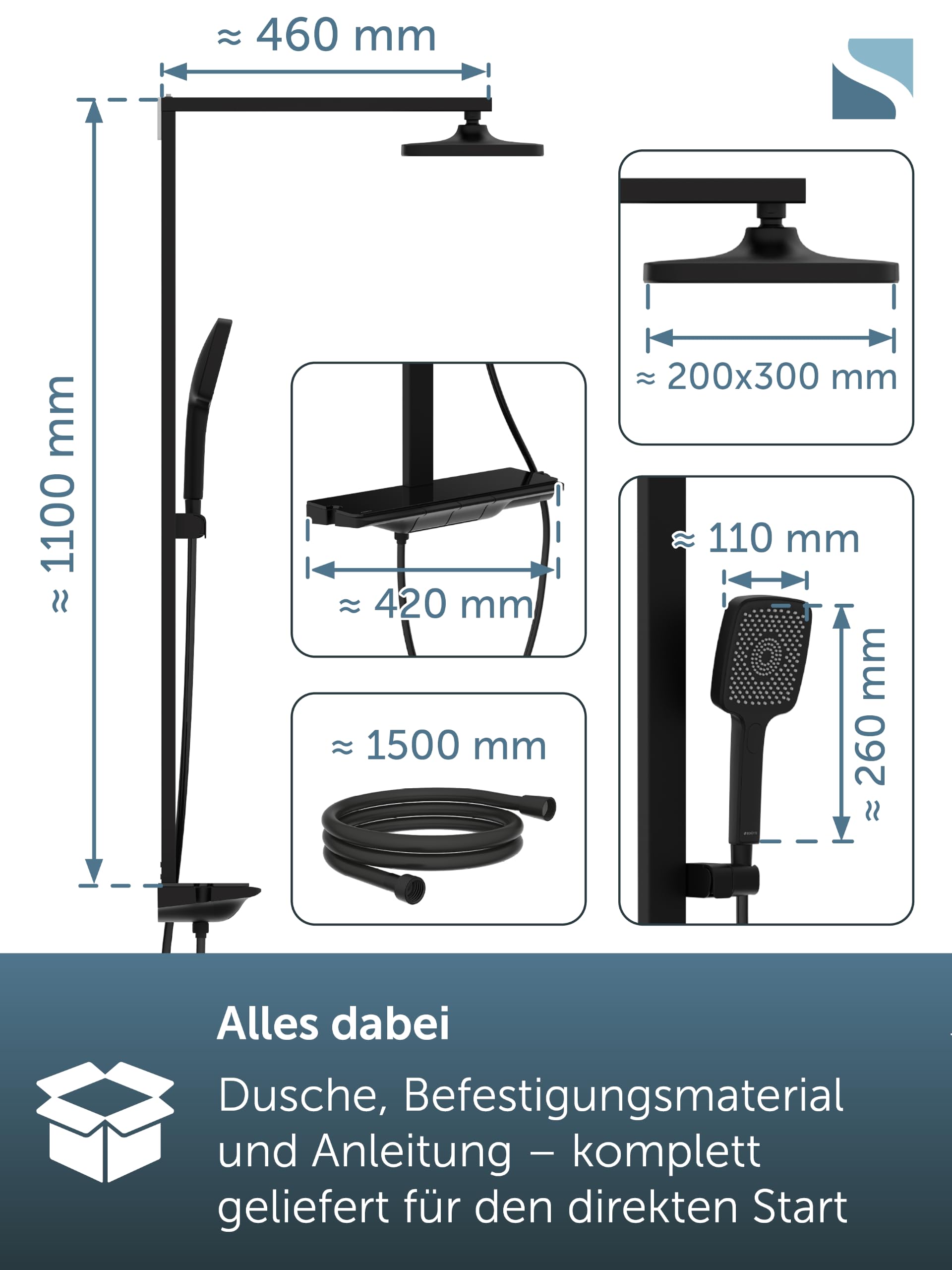 sch-tte-hawaii-duschsystem-thermostat-glasablage-kopfbrause-30x20-cm-schwarz image 2