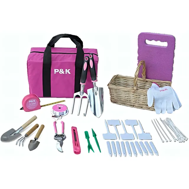 p-k-gartenwerkzeugset-49-teilig-pink-mit-korb-und-tasche image 1