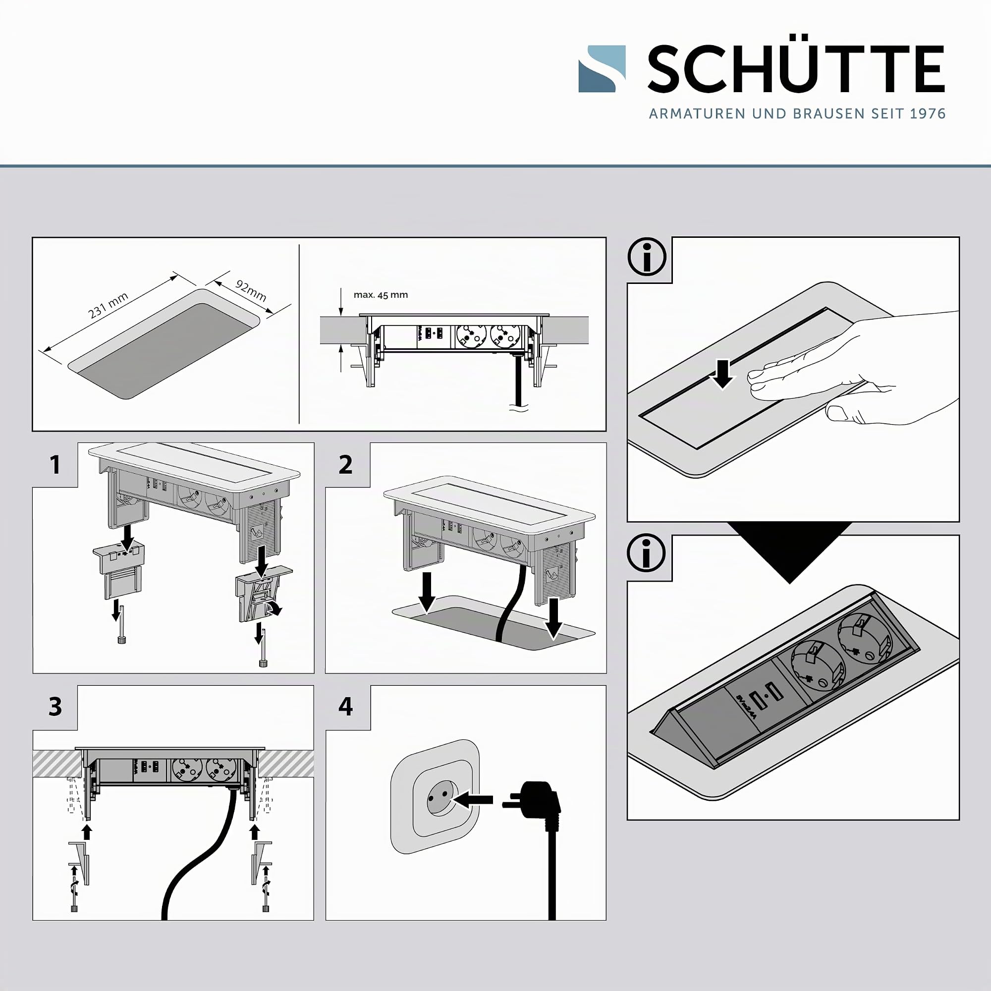 sch-tte-3074-klappbare-einbausteckdose-2x-usb-2x-230v-edelstahl-f-r-arbeitsplatt image 6
