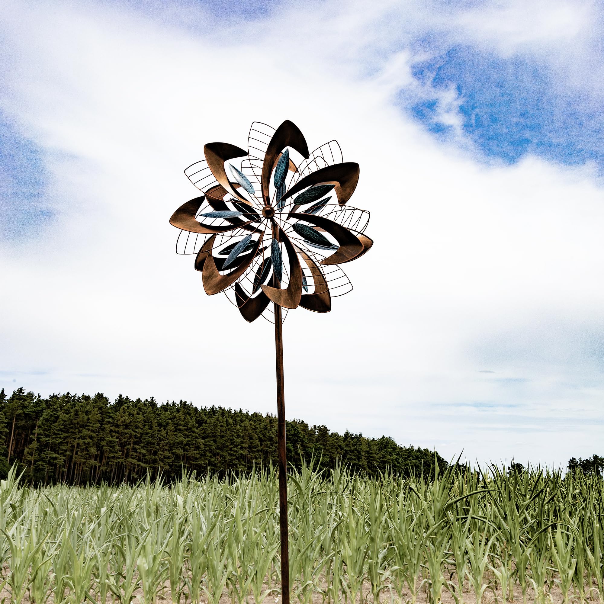 lemodo-windrad-dandelion-mit-gegenl-ufigen-rotoren-gartenstecker-213-cm-kupferop image 7