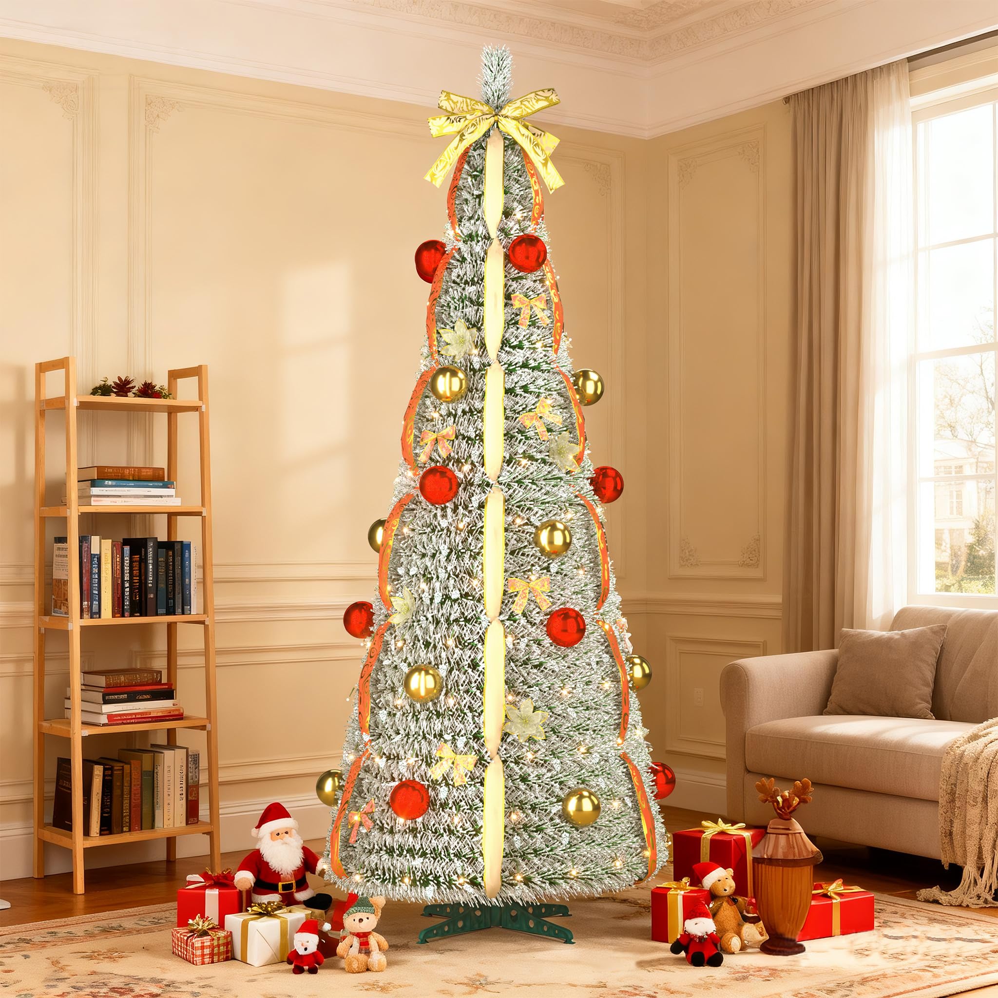 fivmen-pop-up-weihnachtsbaum-180-cm-mit-150-led-warmwei-rot-gold image 8