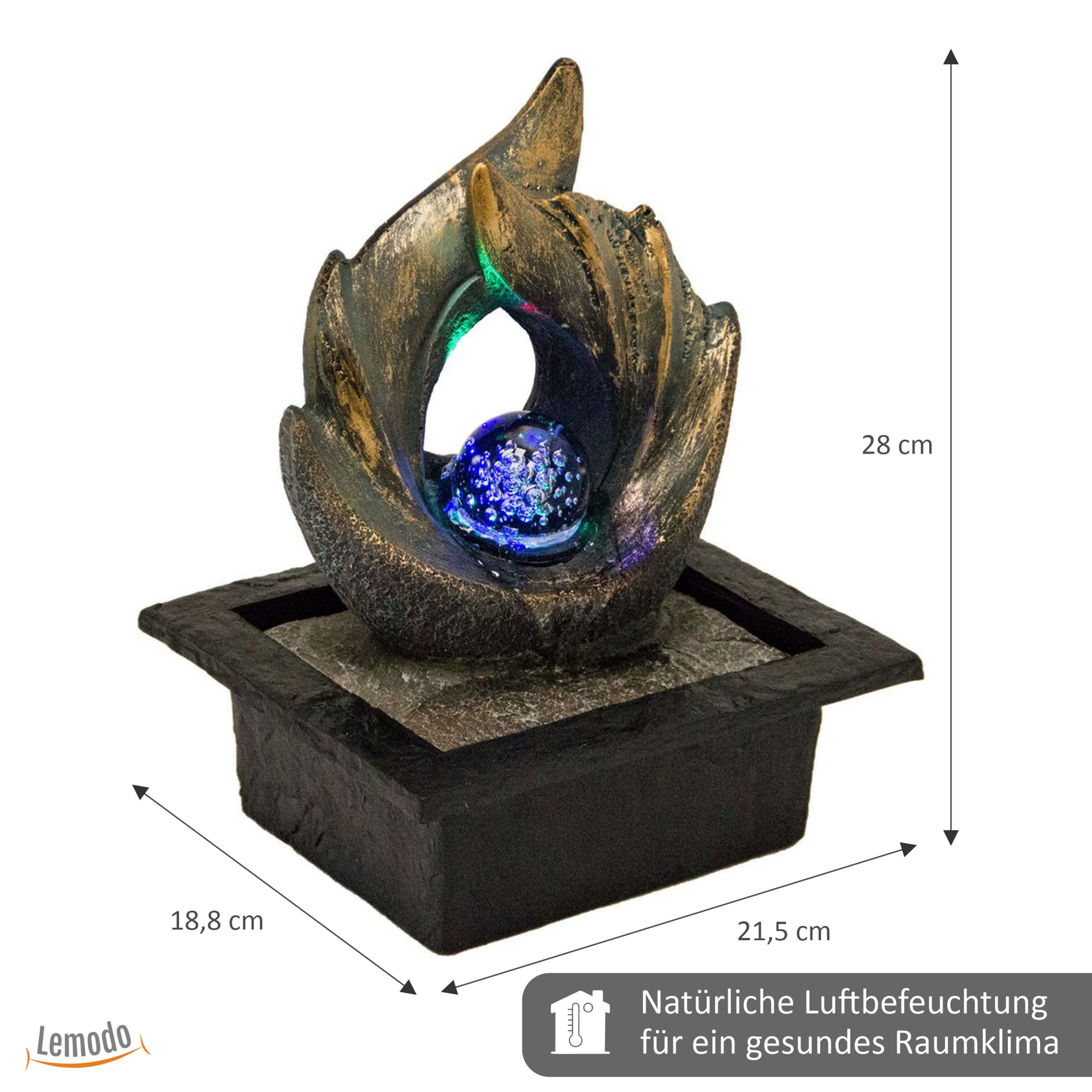 lemodo-zimmerbrunnen-elements-tischbrunnen-mit-led-wasserfall image 3
