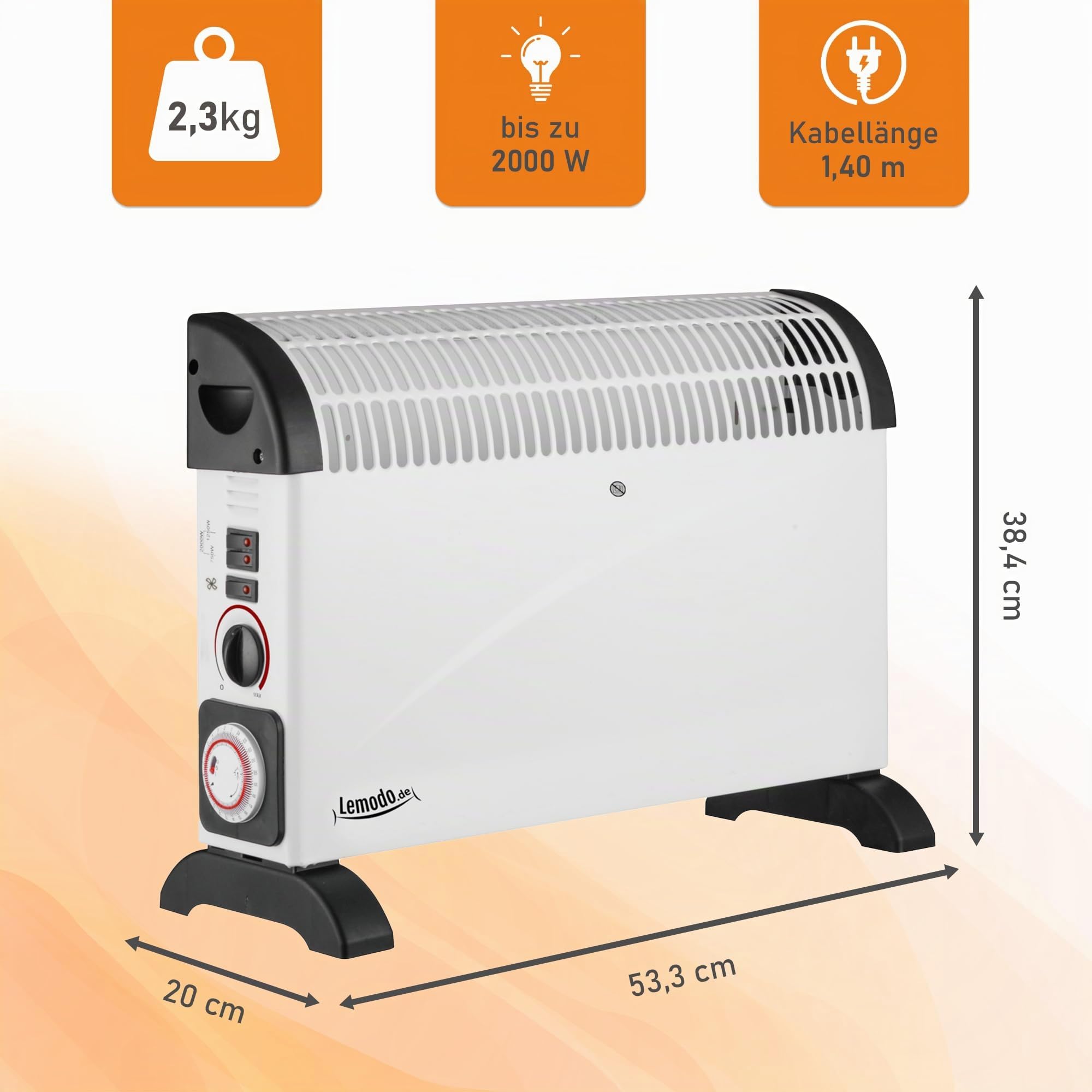 lemodo-elektroheizung-2000w-mobile-konvektorheizung-mit-thermostat-und-timer image 4