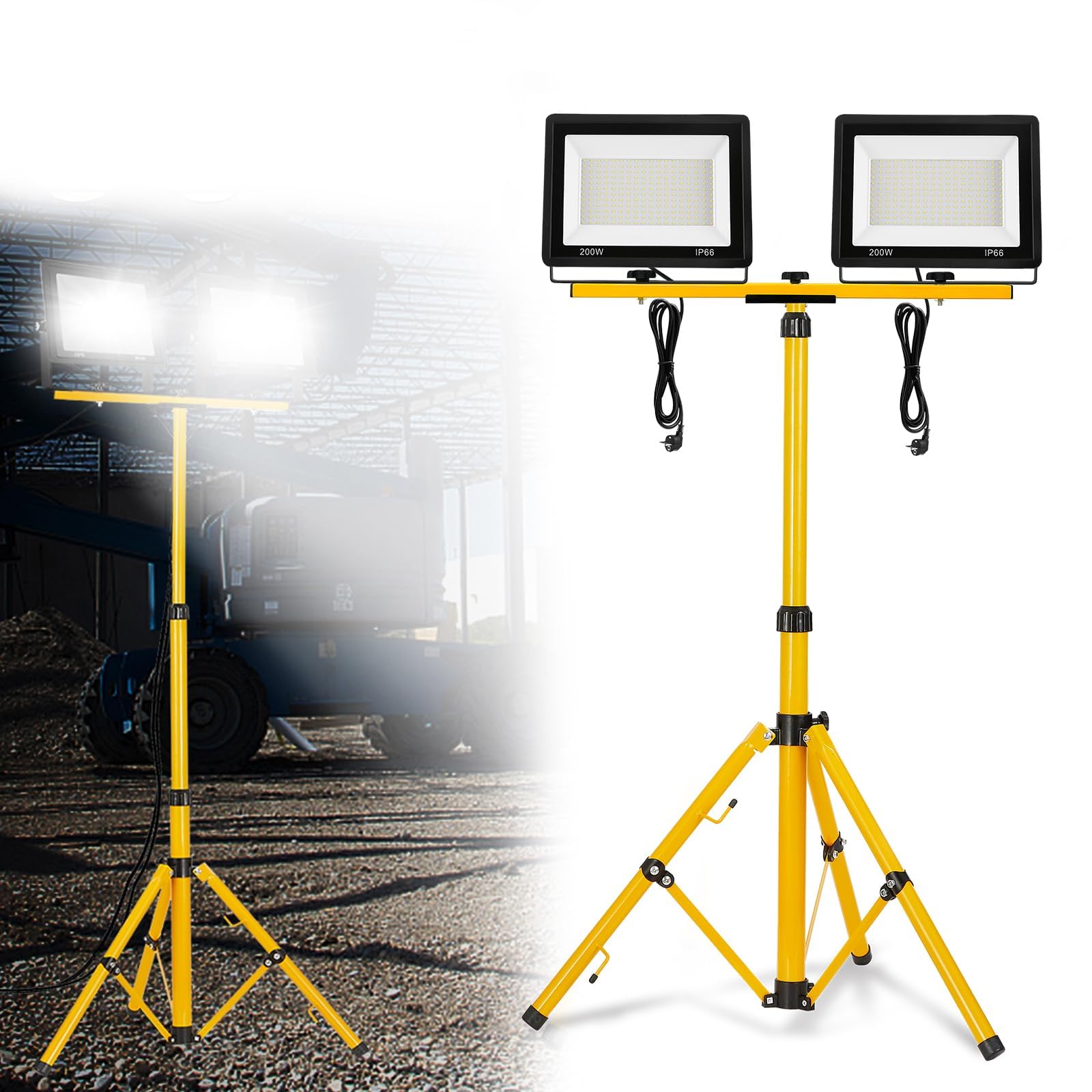 fivmen-baustrahler-2x200w-led-mit-stativ-arbeitsleuchte-16000lm-ip66-kaltwei image 1