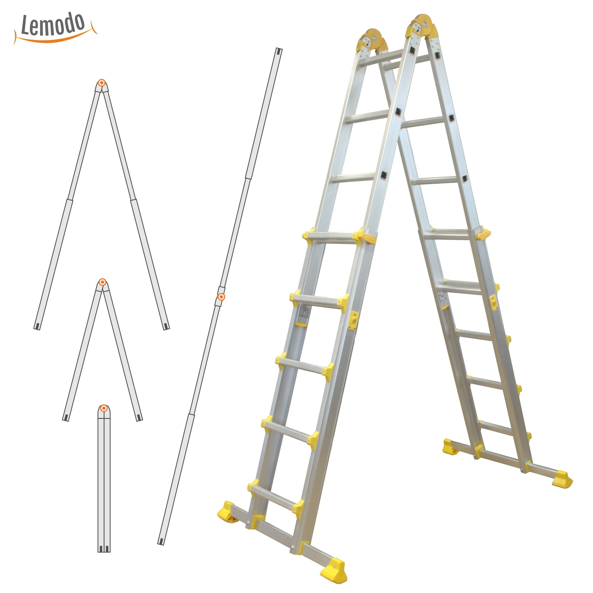 lemodo-mehrzweckleiter-alu-4-teilig-4-6-m-anlege-stehleiter-bis-150-kg image 2
