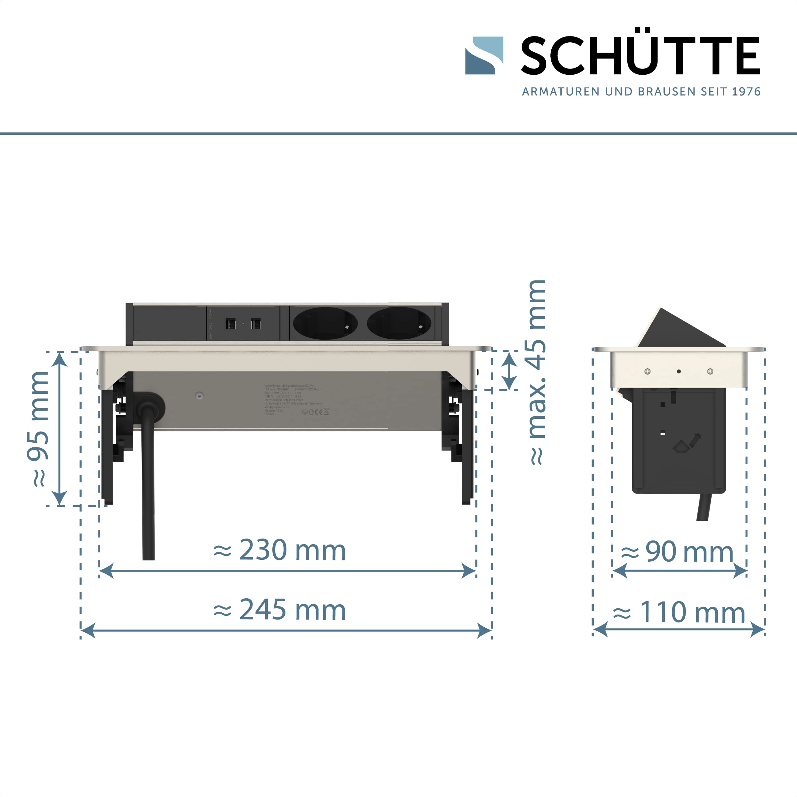 sch-tte-3074-klappbare-einbausteckdose-2x-usb-2x-230v-edelstahl-f-r-arbeitsplatt image 5