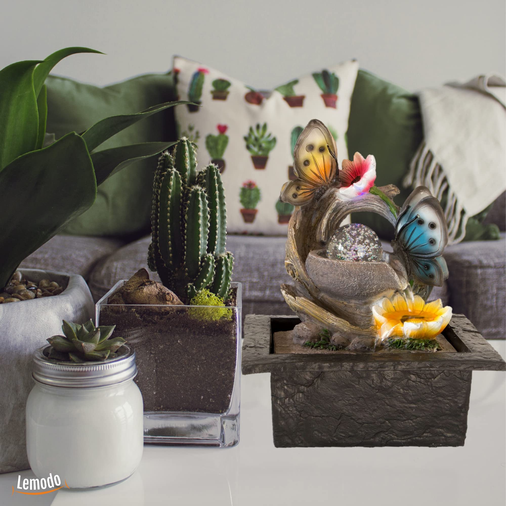 lemodo-zimmerbrunnen-schmetterling-motiv-mit-pumpe-und-rotierender-kugel-tischbr image 5