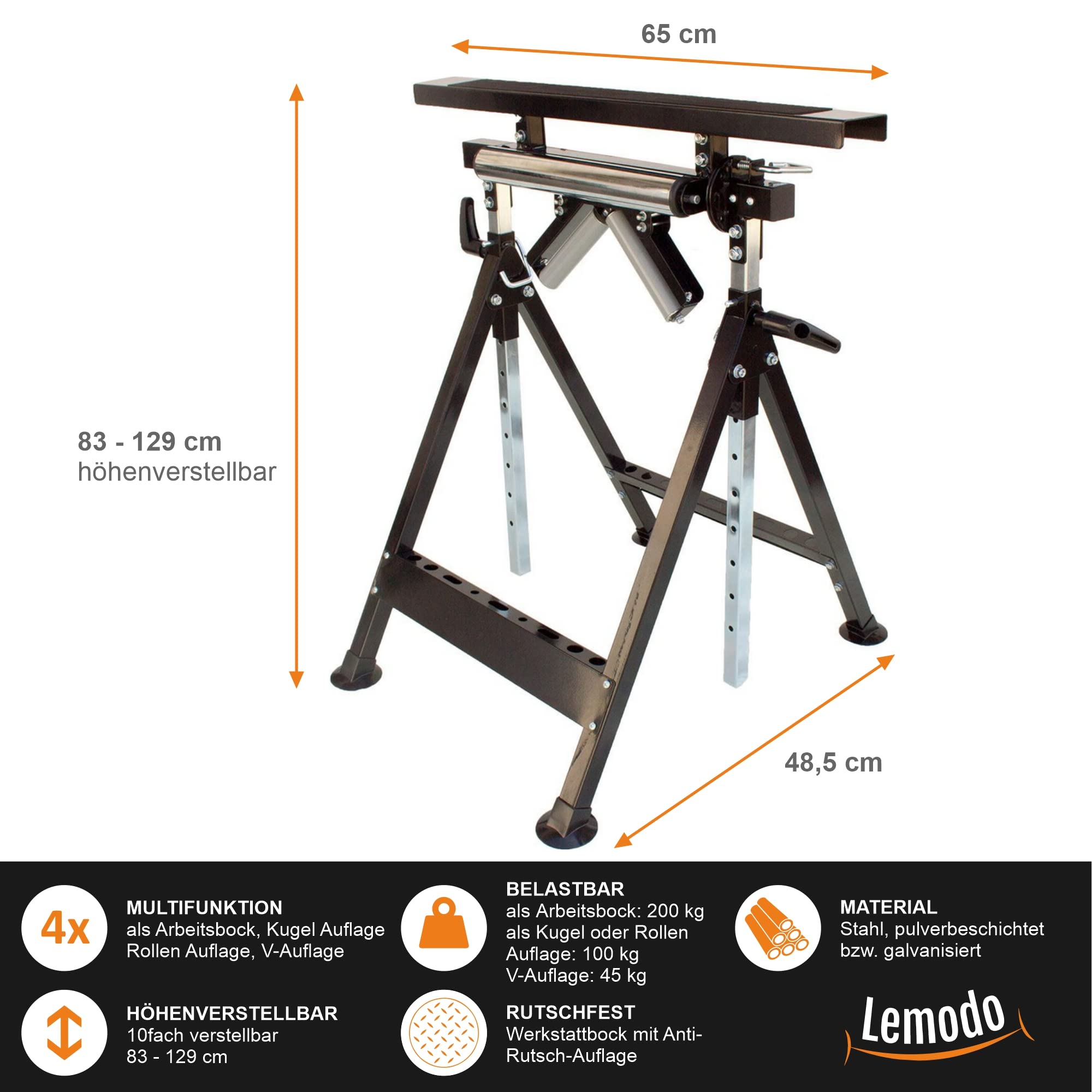 lemodo-multifunktions-arbeitsbock-4-in-1-bis-200-kg-83-129-cm-stahl image 2