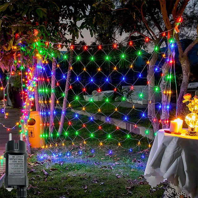 fivmen-lichternetz-6x2-m-280-led-bunt-ip44-8-modi-mit-eu-stecker image 1