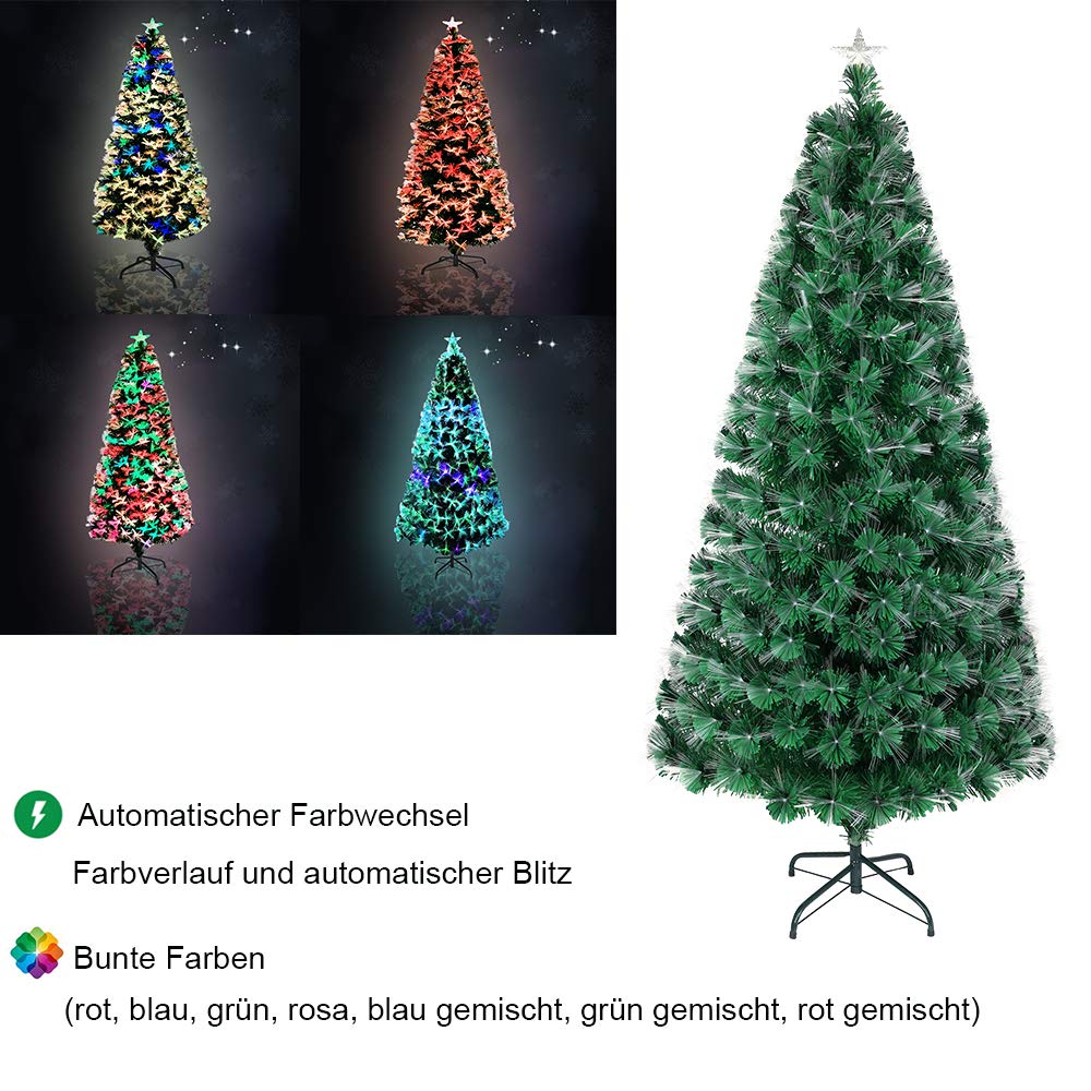 fivmen-k-nstlicher-weihnachtsbaum-240-cm-mit-glasfaser-farbwechsel-und-metallst- image 5