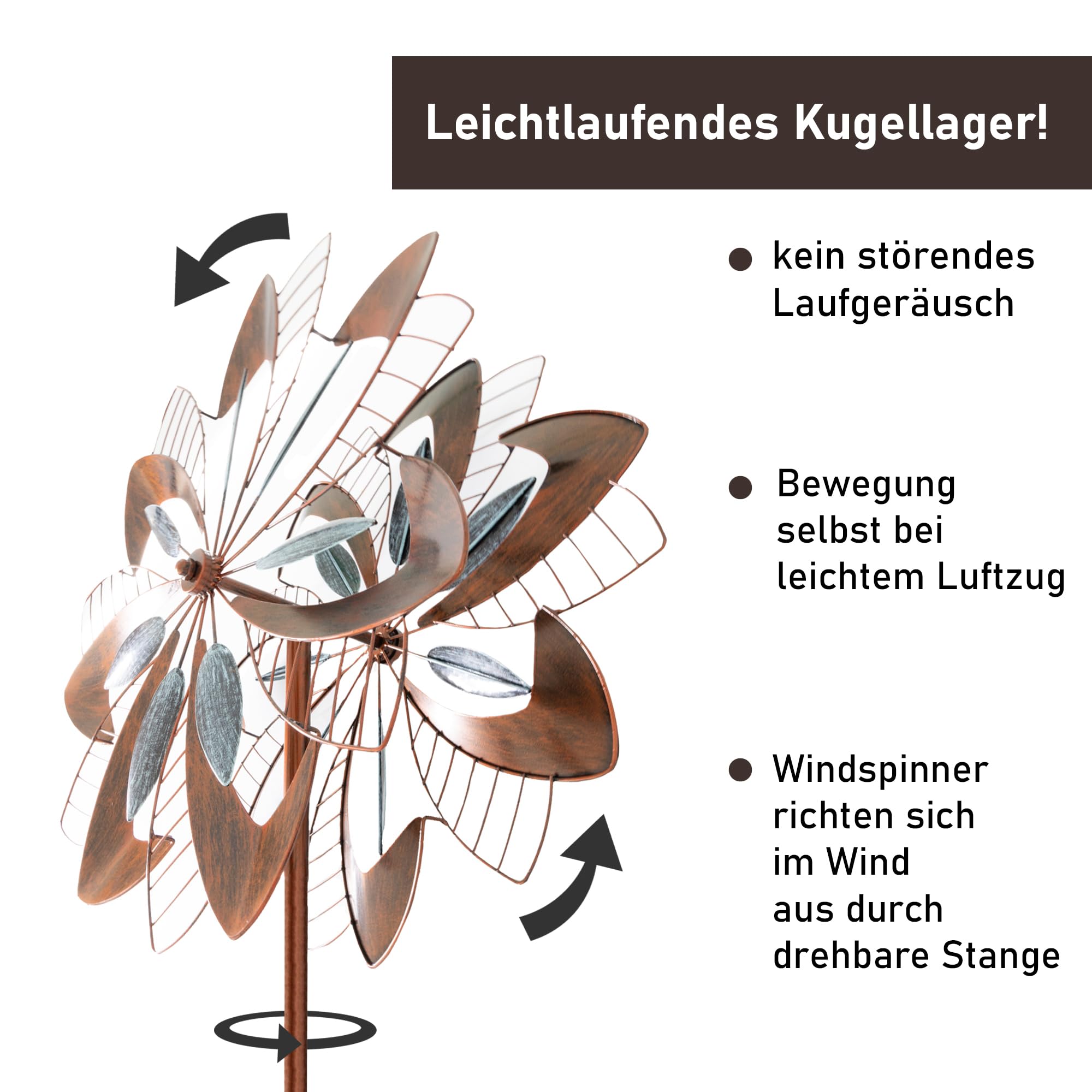 lemodo-windrad-dandelion-mit-gegenl-ufigen-rotoren-gartenstecker-213-cm-kupferop image 2