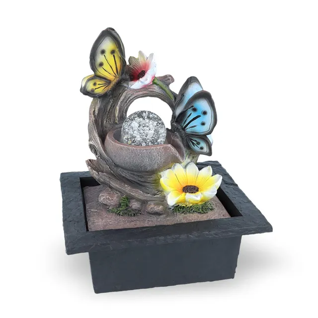 lemodo-zimmerbrunnen-schmetterling-motiv-mit-pumpe-und-rotierender-kugel-tischbr image 1