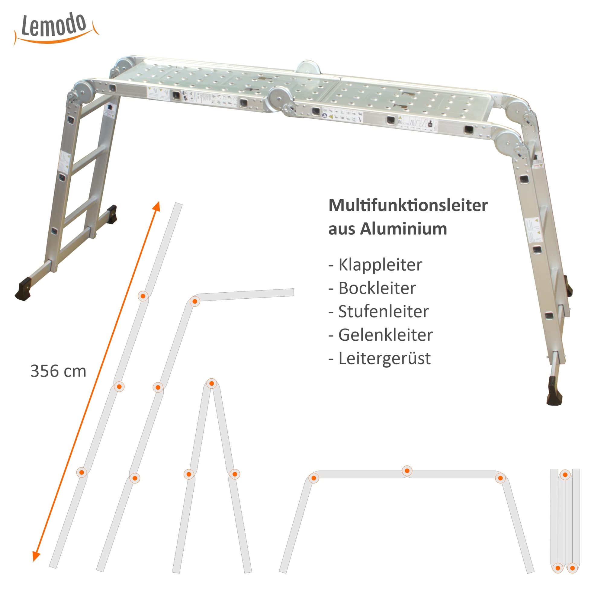 lemodo-alu-multifunktionsleiter-4x3-sprossen-356-cm-klappbar-bis-150-kg image 3