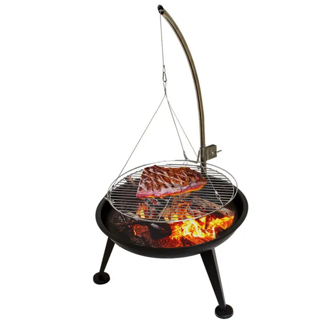 lemodo-feuerschale-mit-schwenkgrill-dreibein-grillrost-edelstahl image 1