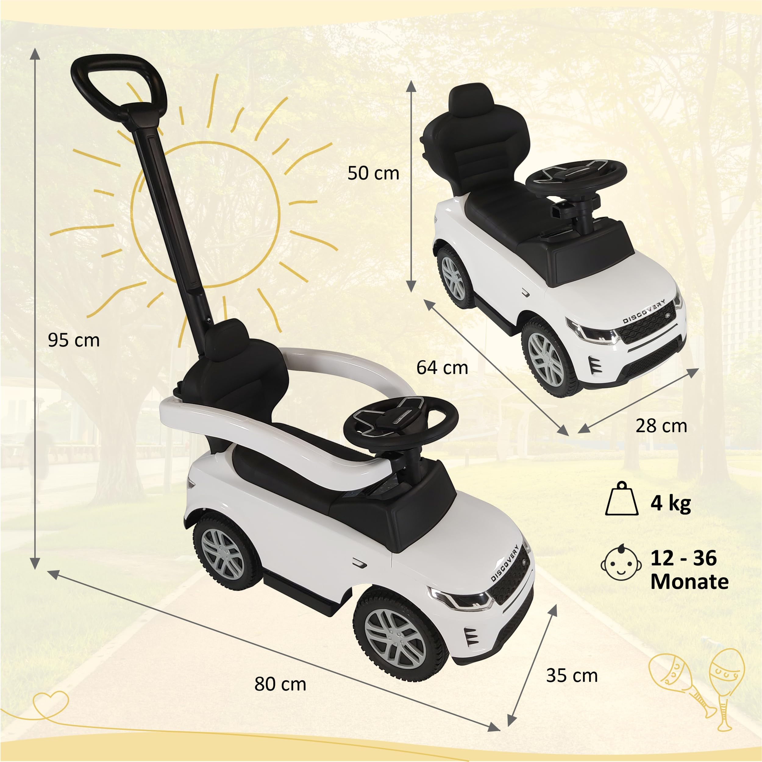 lemodo-land-rover-discovery-rutschauto-ab-1-jahr-wei-mit-schiebestange image 2