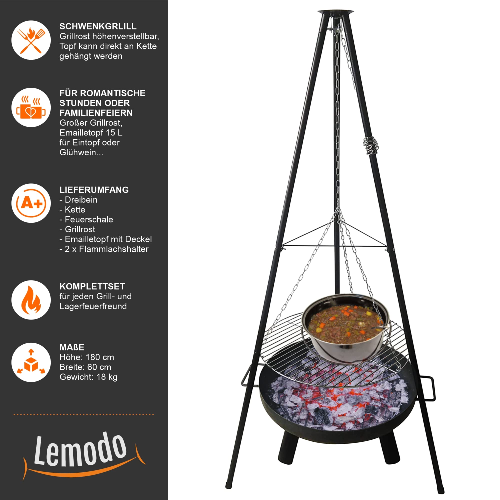 lemodo-schwenkgrill-holzkohlegrill-4in1-mit-feuerschale image 4