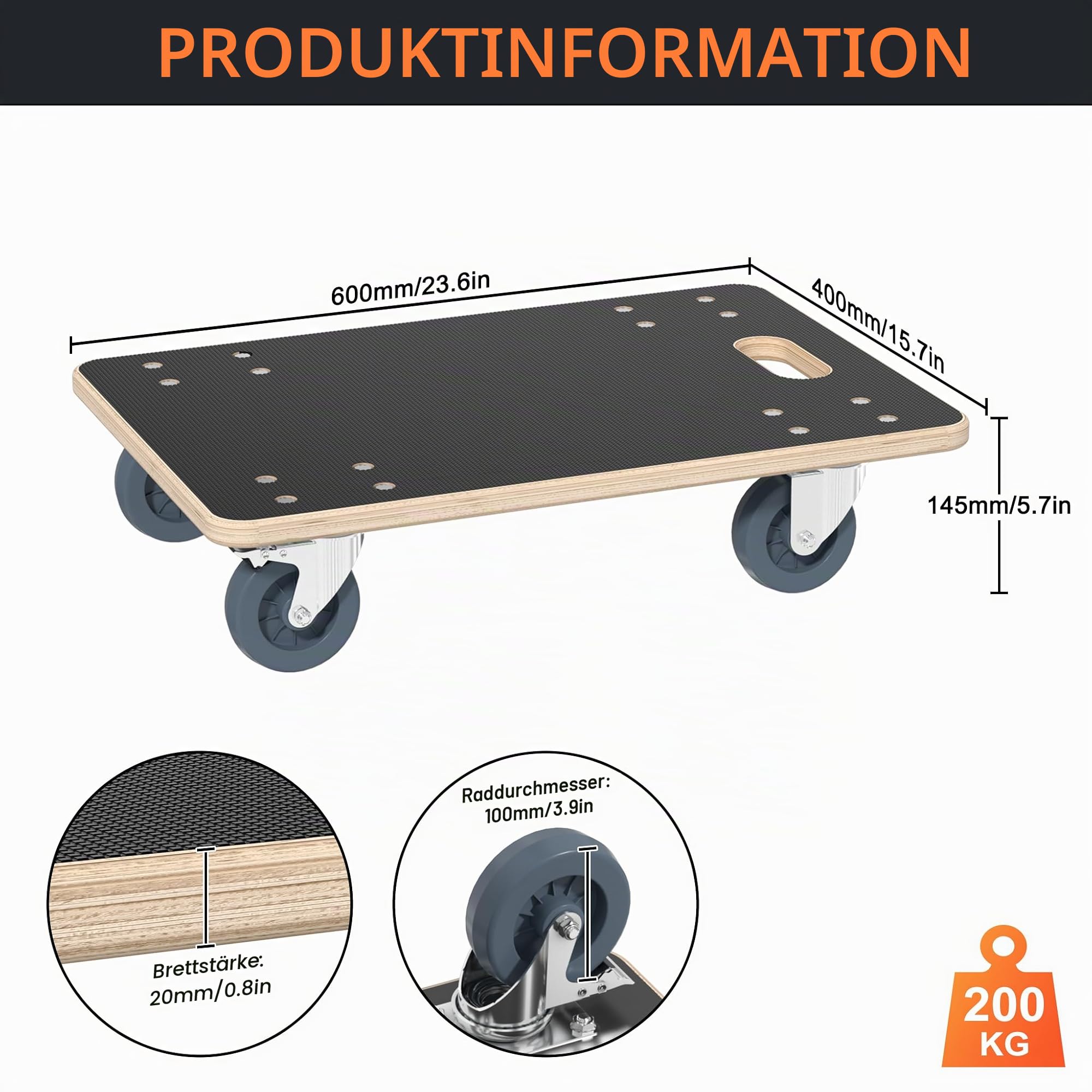 fivmen-rollbrett-m-belroller-60x40-cm-mit-bremse-bis-200-kg image 2