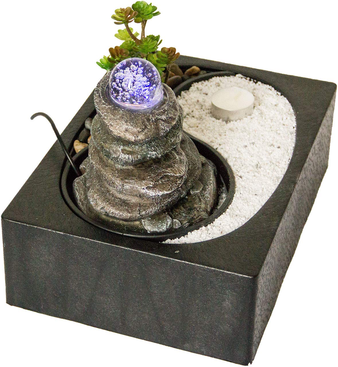 lemodo-zimmerbrunnen-tischbrunnen-mit-led-glaskugel-und-yin-yang-felsengarten image 6