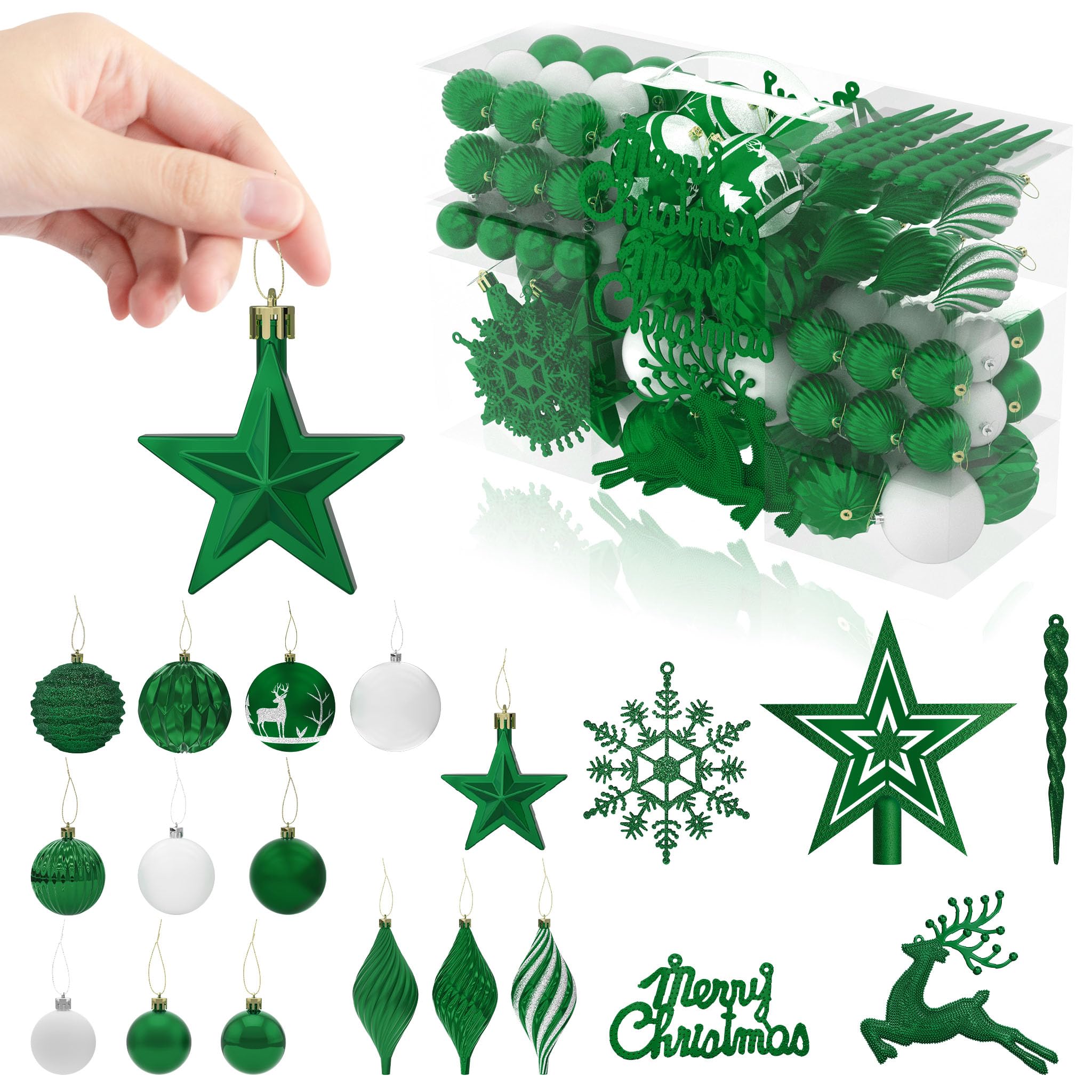 fivmen-weihnachtskugeln-gr-n-108er-set-christbaumschmuck-plastik-bruchsicher image 1