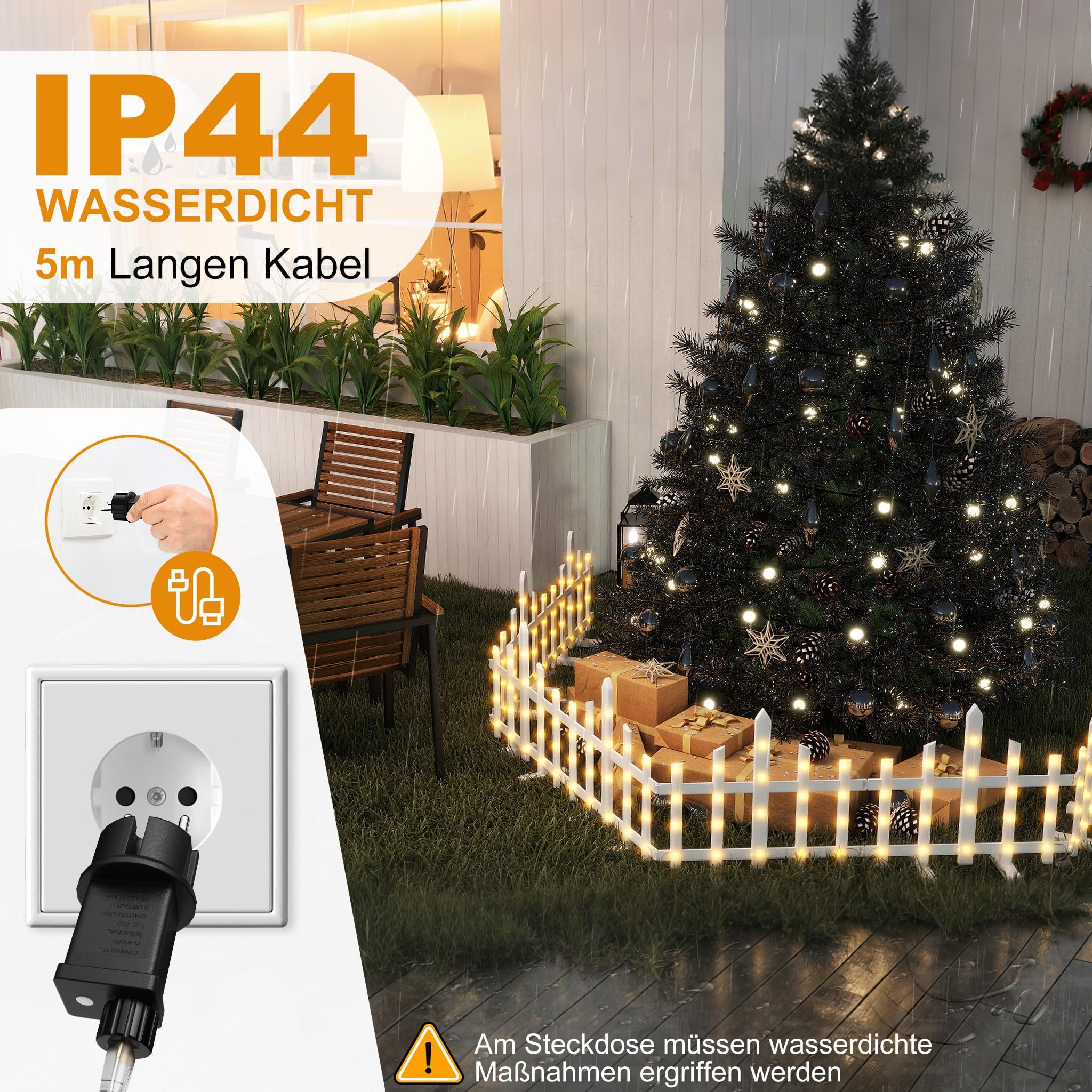fivmen-weihnachtsbaum-zaun-wei-mit-led-10x-mini-gartenzaun-wellenf-rmig image 4