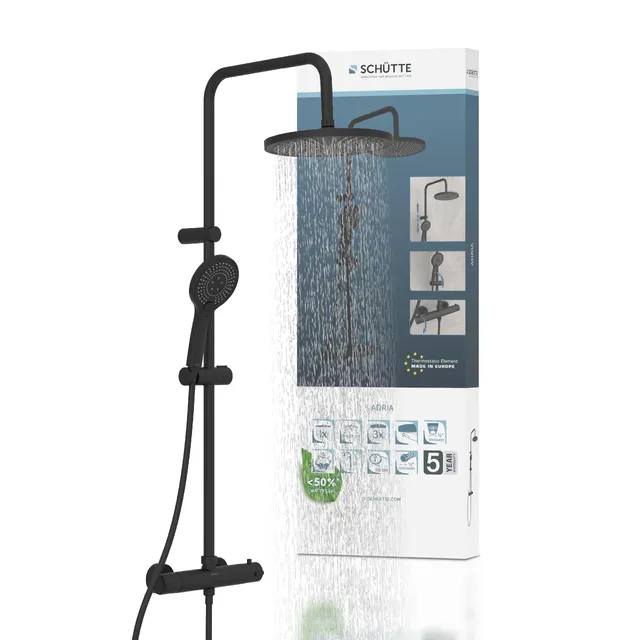 sch-tte-adria-60171-duschsystem-thermostat-regendusche-24-cm-schwarz image 1