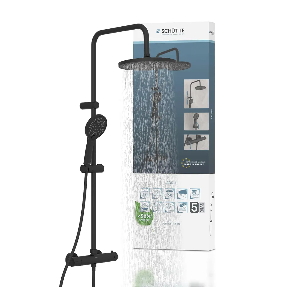 sch-tte-adria-60171-duschsystem-thermostat-regendusche-24-cm-schwarz image 1