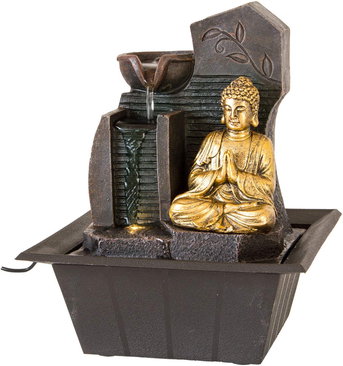 lemodo-nativ-zimmerbrunnen-buddha-mit-led-beleuchtung-und-pumpe-polyresin-dunkel image 1