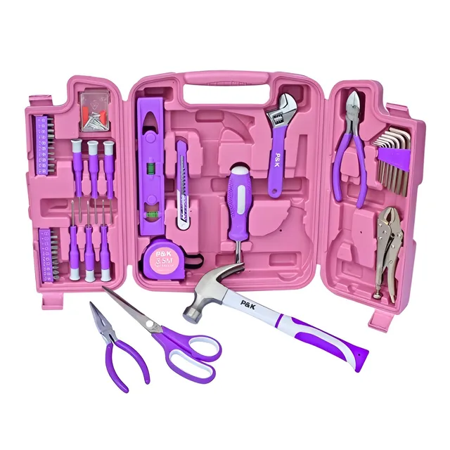 p-k-werkzeugkoffer-75-teilig-pink-lila-werkzeugset image 1