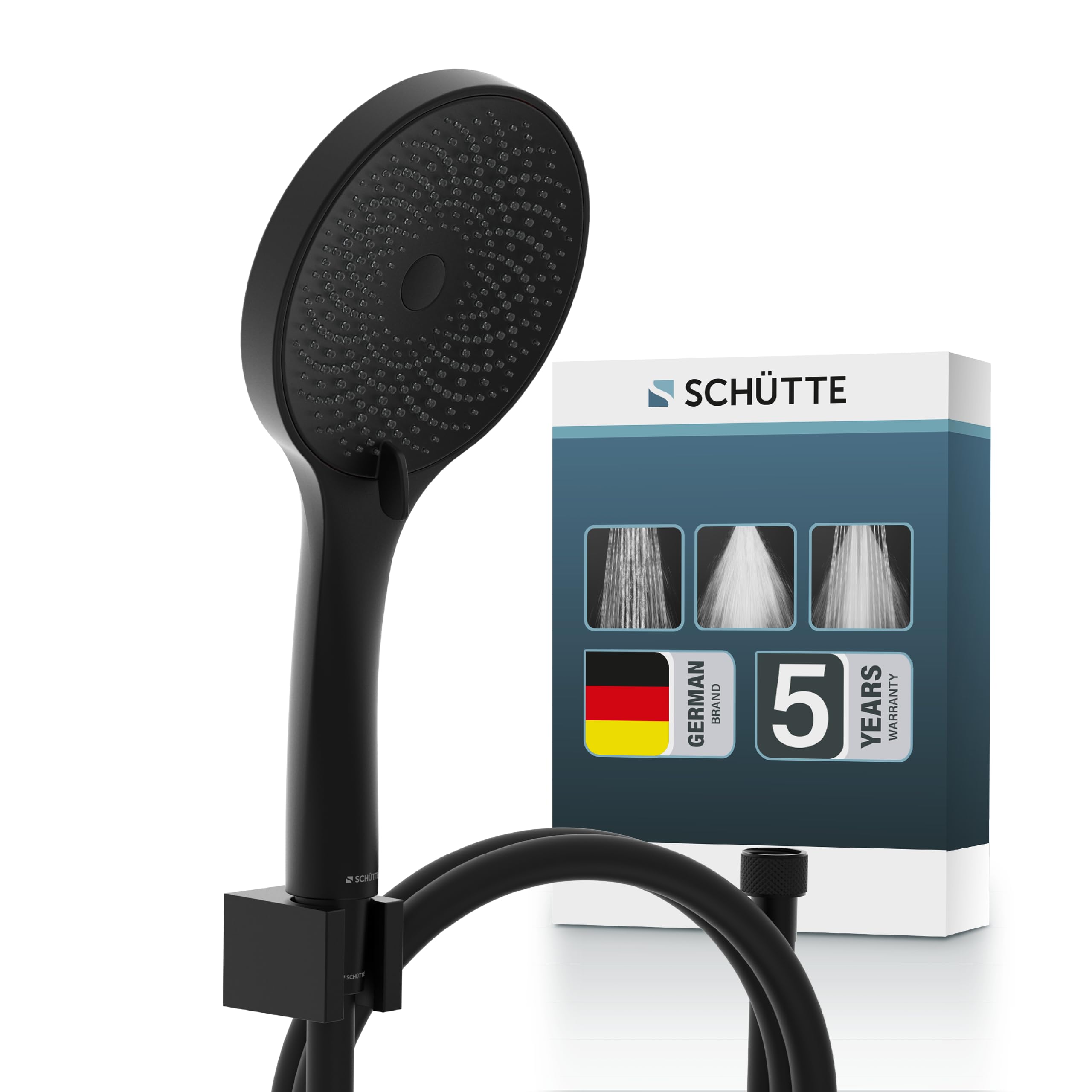sch-tte-raven-brauseset-schwarz-handbrause-3-strahlig-mit-schlauch-150-cm-und-ha image 1