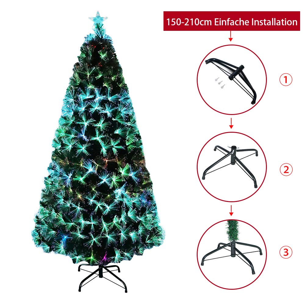 fivmen-k-nstlicher-weihnachtsbaum-240-cm-mit-glasfaser-farbwechsel-und-metallst- image 4